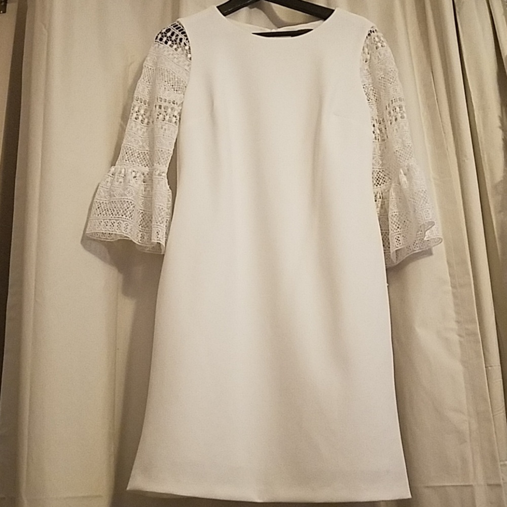 6 White Dress with Bell Sleeves and Pockets